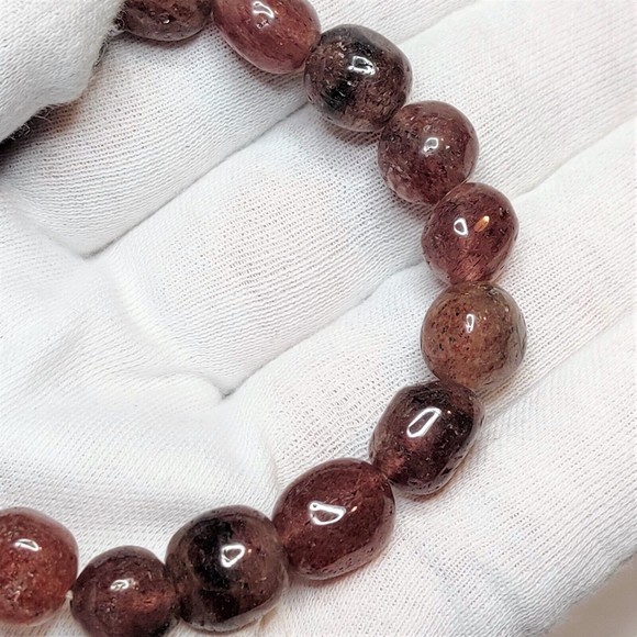 Strawberry Quartz stretch bracelet 12-15mm tumbled stones with felt pouch-NB01 - Picture 9 of 14